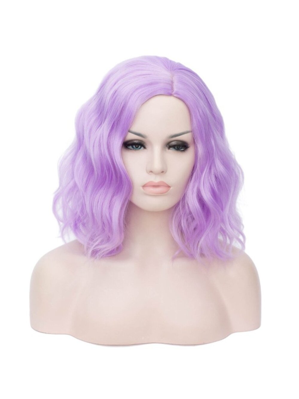 Women Pastel Purple Heat Resistant Wavy Curly Cosplay Halloween Bob Party Wig